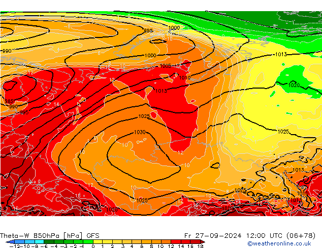 Theta-W 850hPa GFS Fr 27.09.2024 12 UTC