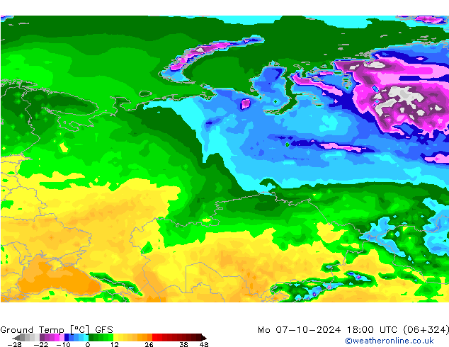 температура от 0-10 см GFS пн 07.10.2024 18 UTC