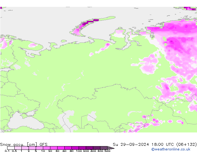 Snow accu. GFS dom 29.09.2024 18 UTC