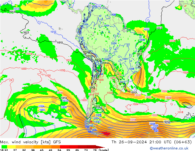 Max. wind velocity GFS Th 26.09.2024 21 UTC