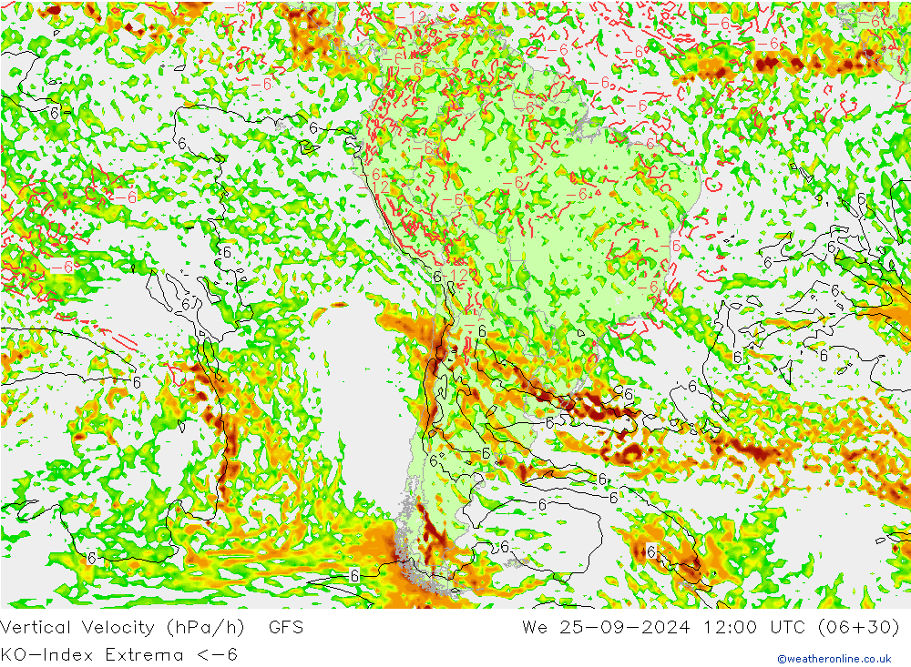 Convection-Index GFS mer 25.09.2024 12 UTC