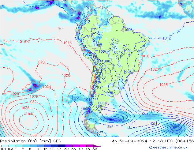 Z500/Rain (+SLP)/Z850 GFS Mo 30.09.2024 18 UTC