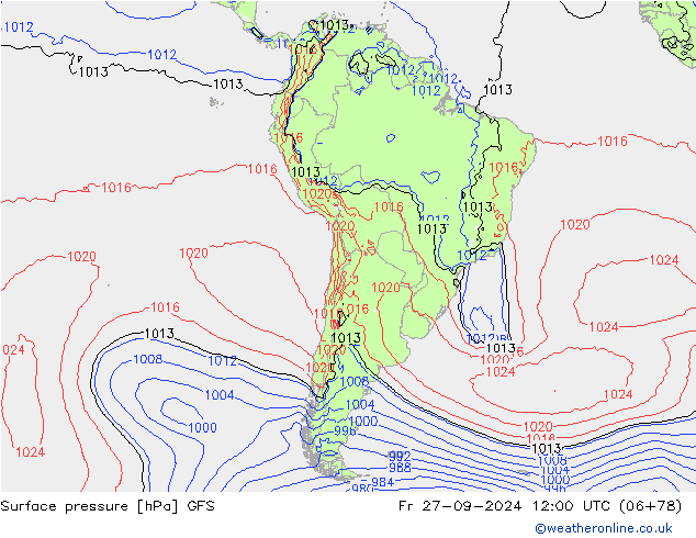 Surface pressure GFS Fr 27.09.2024 12 UTC