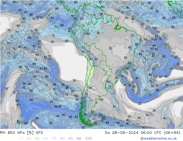 RH 850 hPa GFS  28.09.2024 06 UTC