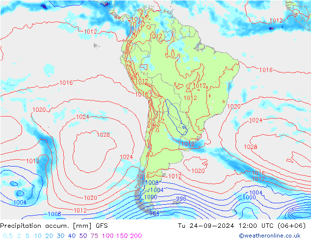 Precipitación acum. GFS mar 24.09.2024 12 UTC