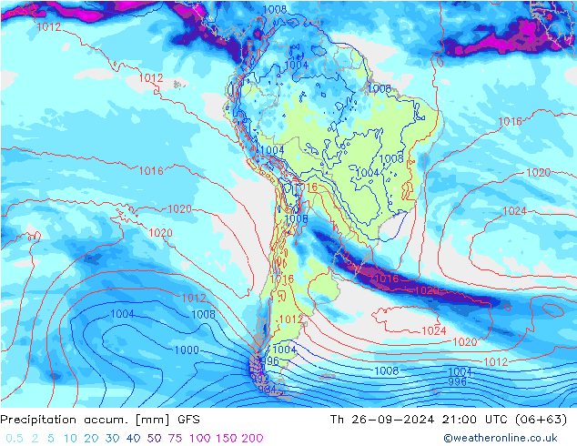 Precipitation accum. GFS Th 26.09.2024 21 UTC