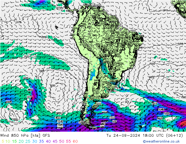 Vent 850 hPa GFS mar 24.09.2024 18 UTC