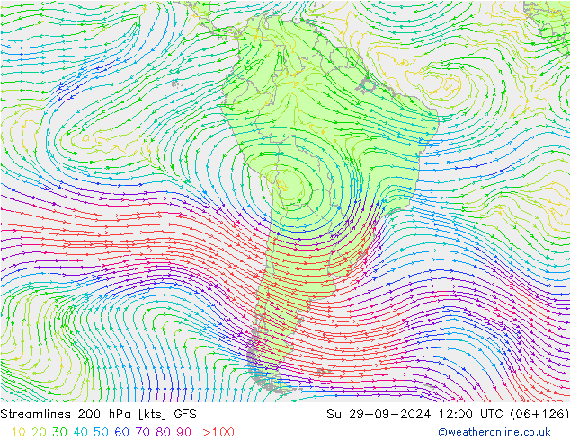 Streamlines 200 hPa GFS Su 29.09.2024 12 UTC