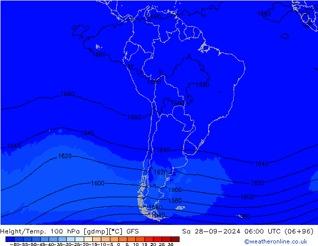 Height/Temp. 100 hPa GFS Sa 28.09.2024 06 UTC