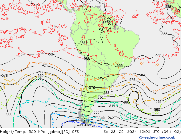 Z500/Rain (+SLP)/Z850 GFS Sa 28.09.2024 12 UTC