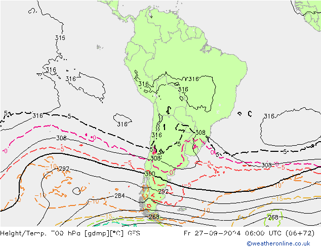 Height/Temp. 700 hPa GFS Fr 27.09.2024 06 UTC