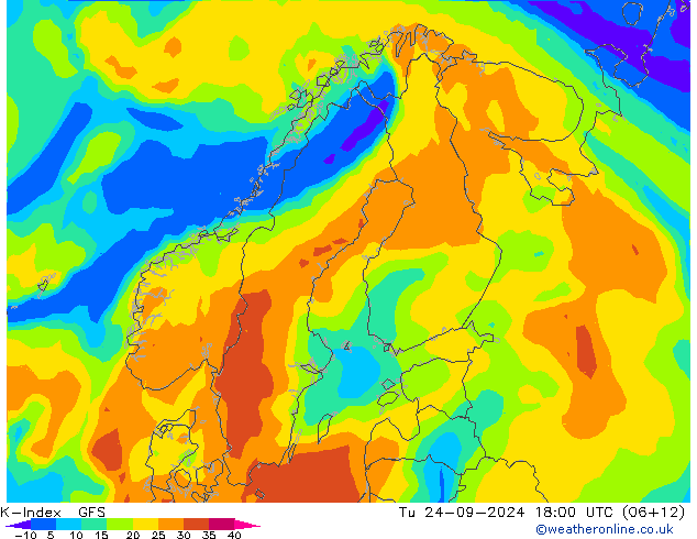 K-Index GFS Tu 24.09.2024 18 UTC