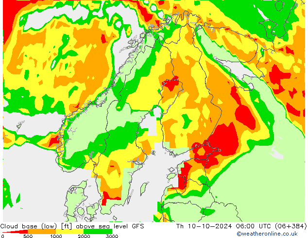 Cloud base (low) GFS Th 10.10.2024 06 UTC