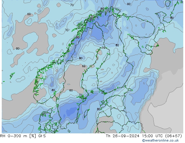 RH 0-300 m GFS Th 26.09.2024 15 UTC