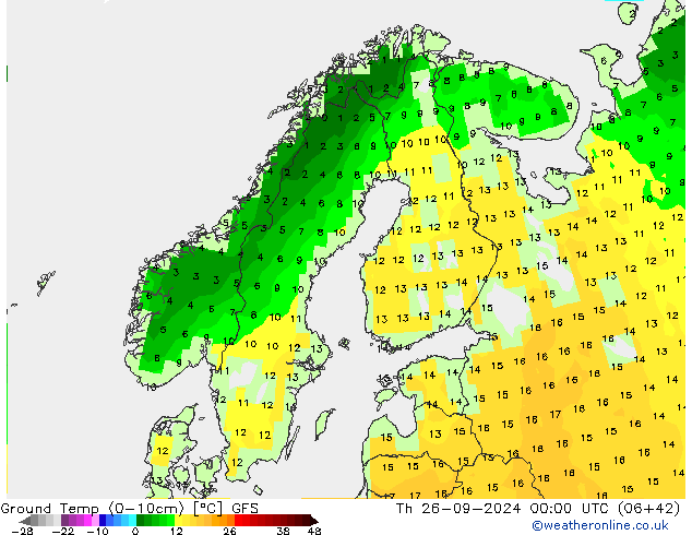 Ground Temp (0-10cm) GFS Th 26.09.2024 00 UTC