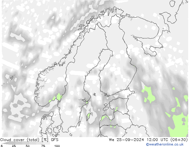 nuvens (total) GFS Qua 25.09.2024 12 UTC