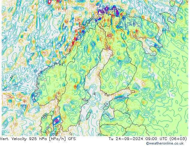 Vert. Velocity 925 hPa GFS mar 24.09.2024 09 UTC