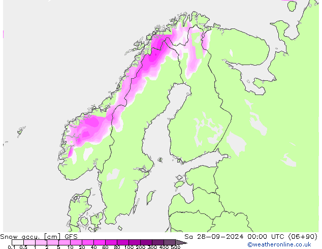 Snow accu. GFS Sa 28.09.2024 00 UTC