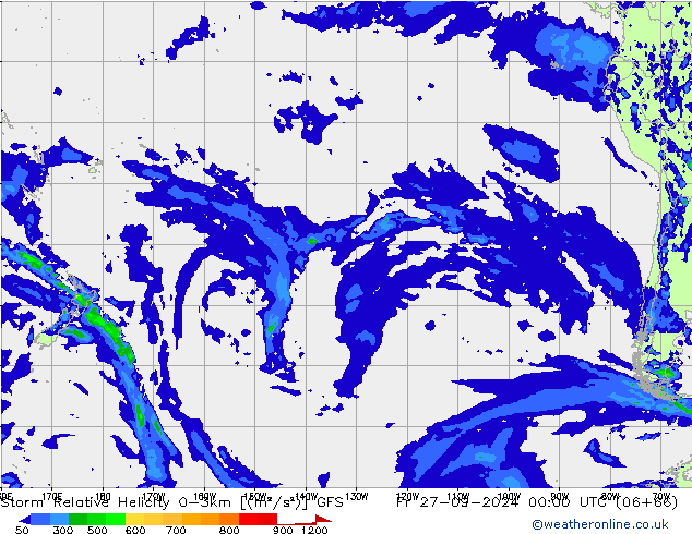 Storm Relative Helicity GFS Pá 27.09.2024 00 UTC