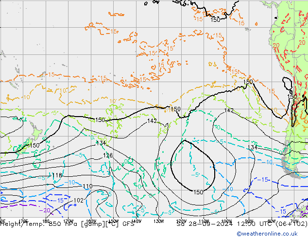 Height/Temp. 850 hPa GFS Sáb 28.09.2024 12 UTC