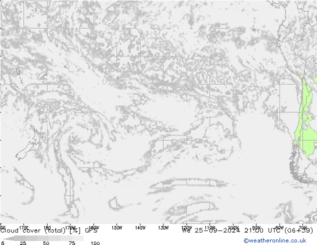 Nubes (total) GFS mié 25.09.2024 21 UTC