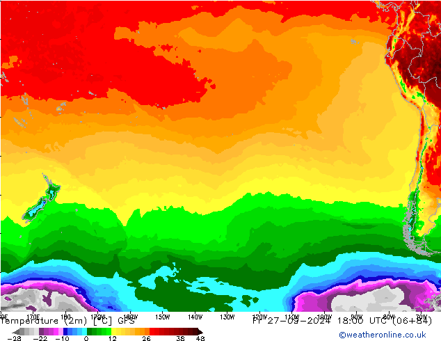 Temperature (2m) GFS Fr 27.09.2024 18 UTC