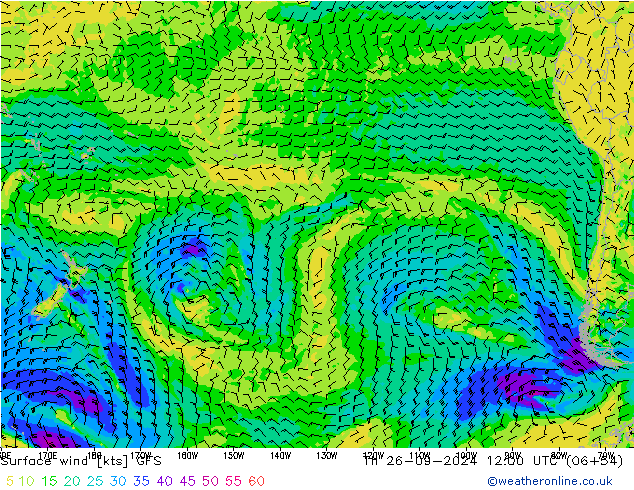 Surface wind GFS Th 26.09.2024 12 UTC