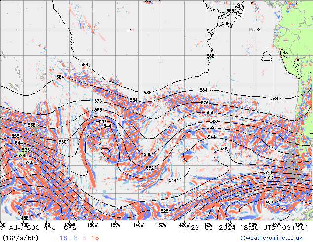 V-Adv. 500 hPa GFS Čt 26.09.2024 18 UTC