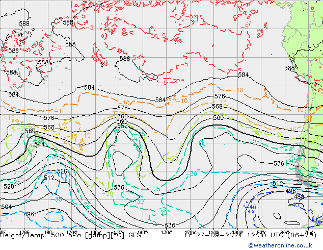 Z500/Rain (+SLP)/Z850 GFS vie 27.09.2024 12 UTC