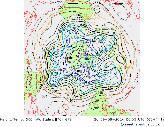 Yükseklik/Sıc. 500 hPa GFS Paz 29.09.2024 00 UTC