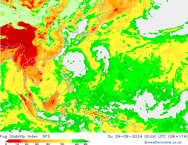 Fog Stability Index GFS zo 29.09.2024 00 UTC