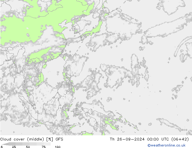 oblačnosti uprostřed GFS Čt 26.09.2024 00 UTC