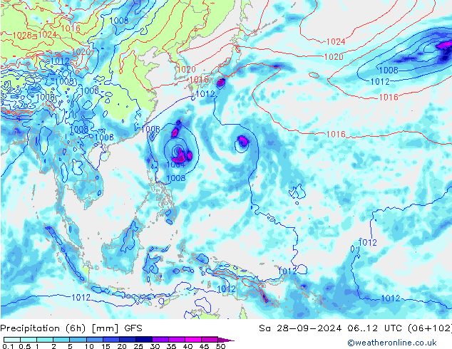 Nied. akkumuliert (6Std) GFS Sa 28.09.2024 12 UTC