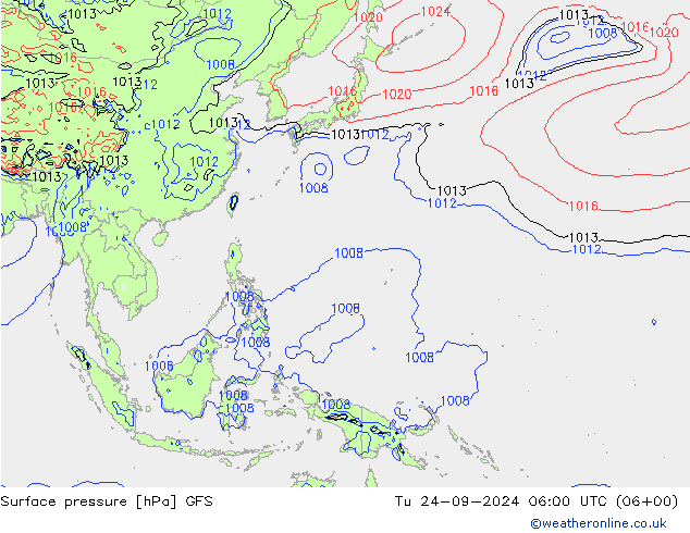 приземное давление GFS вт 24.09.2024 06 UTC