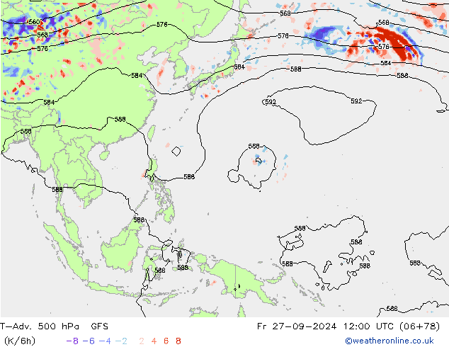 T-Adv. 500 hPa GFS Sex 27.09.2024 12 UTC