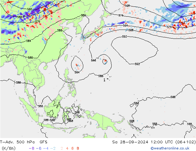 T-Adv. 500 hPa GFS so. 28.09.2024 12 UTC