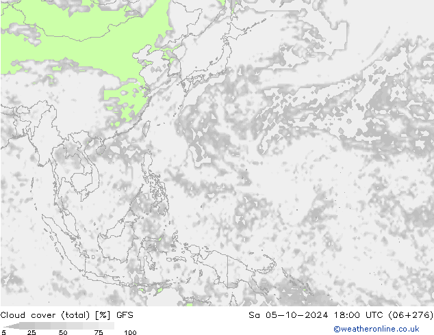 zachmurzenie (suma) GFS so. 05.10.2024 18 UTC