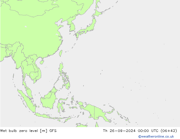 Wet bulb zero level GFS Čt 26.09.2024 00 UTC