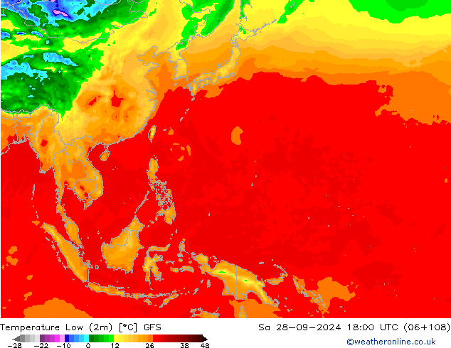 Tiefstwerte (2m) GFS Sa 28.09.2024 18 UTC