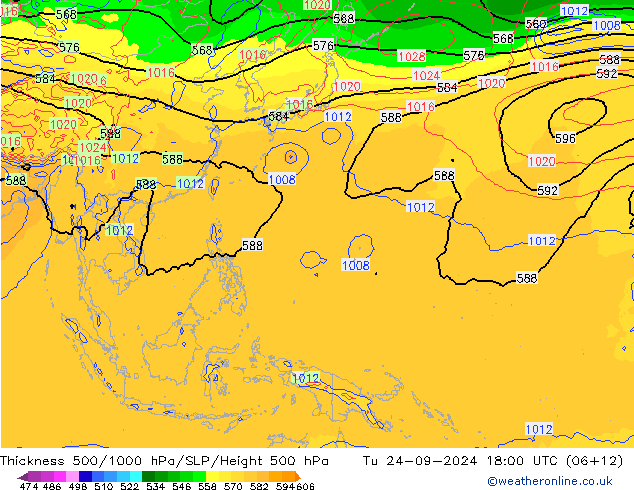 Thck 500-1000hPa GFS Tu 24.09.2024 18 UTC