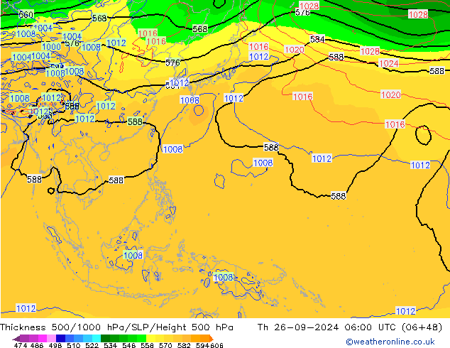 Thck 500-1000hPa GFS Th 26.09.2024 06 UTC
