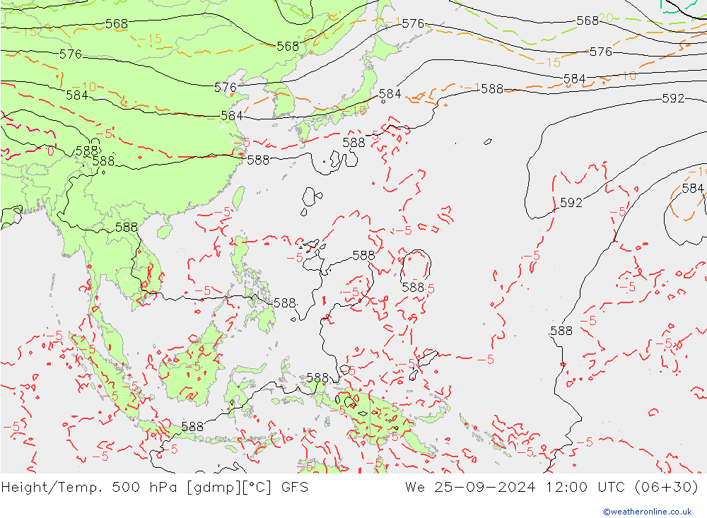 Z500/Regen(+SLP)/Z850 GFS wo 25.09.2024 12 UTC