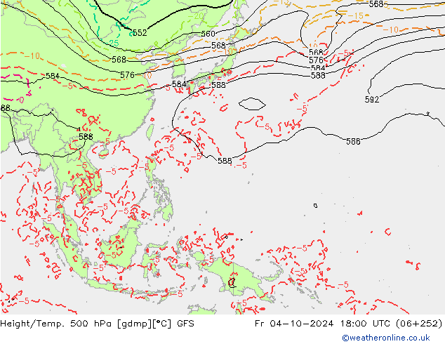 Height/Temp. 500 hPa GFS Fr 04.10.2024 18 UTC