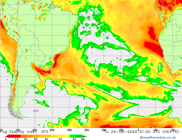 Fog Stability Index GFS Di 24.09.2024 21 UTC