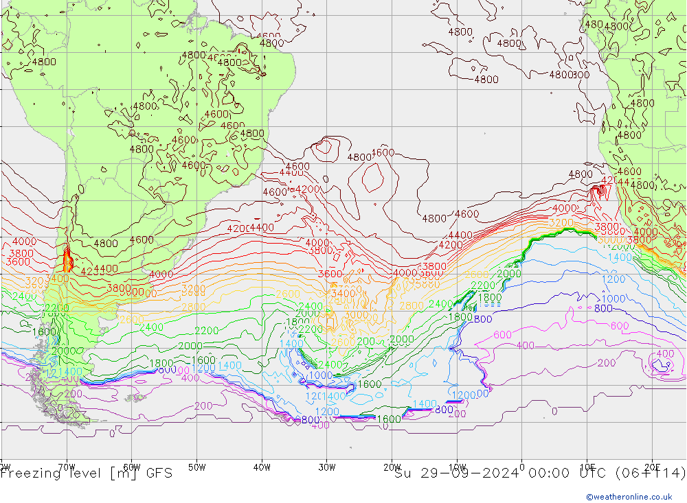 Freezing level GFS Su 29.09.2024 00 UTC