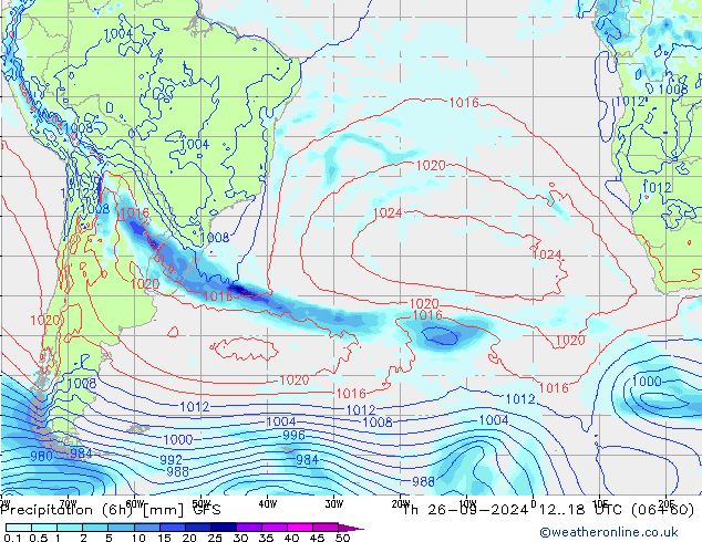 Z500/Rain (+SLP)/Z850 GFS Čt 26.09.2024 18 UTC