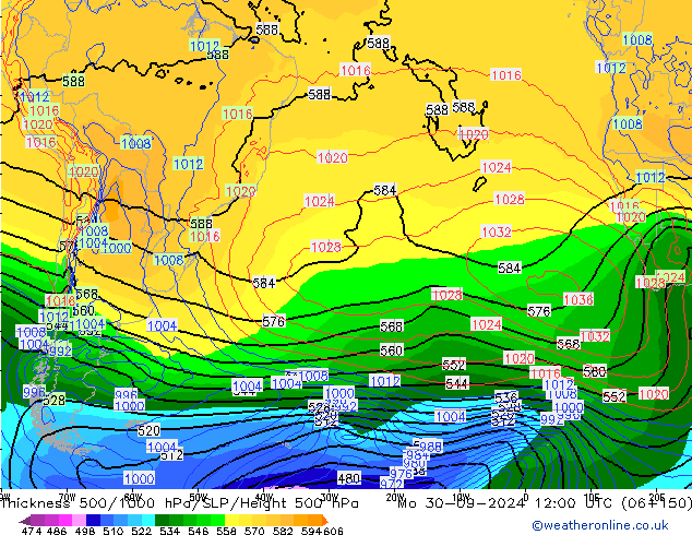 Thck 500-1000hPa GFS Po 30.09.2024 12 UTC