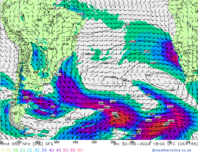 Wind 950 hPa GFS ma 30.09.2024 18 UTC