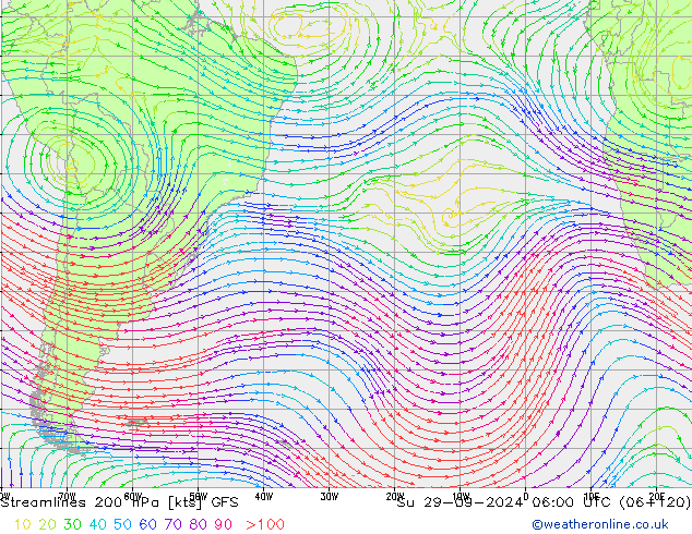 Rüzgar 200 hPa GFS Paz 29.09.2024 06 UTC