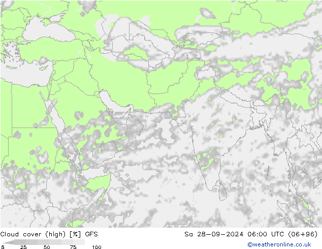 Wolken (hohe) GFS Sa 28.09.2024 06 UTC